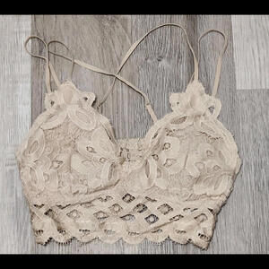 Anemone Bralette Beige Lace Strappy Medium